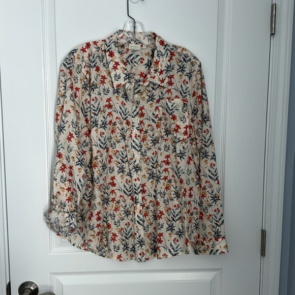 Spartina 449 Tops - Spartina 449 Floral Print Top with Orange and Blue Accents